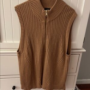 Talbots Ribbed Tan Sleeveless Sweater Vest size XL